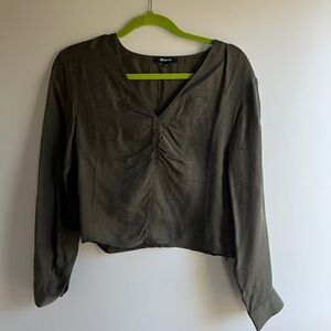 Women’s dark green Madewell V neck Blouse size 2